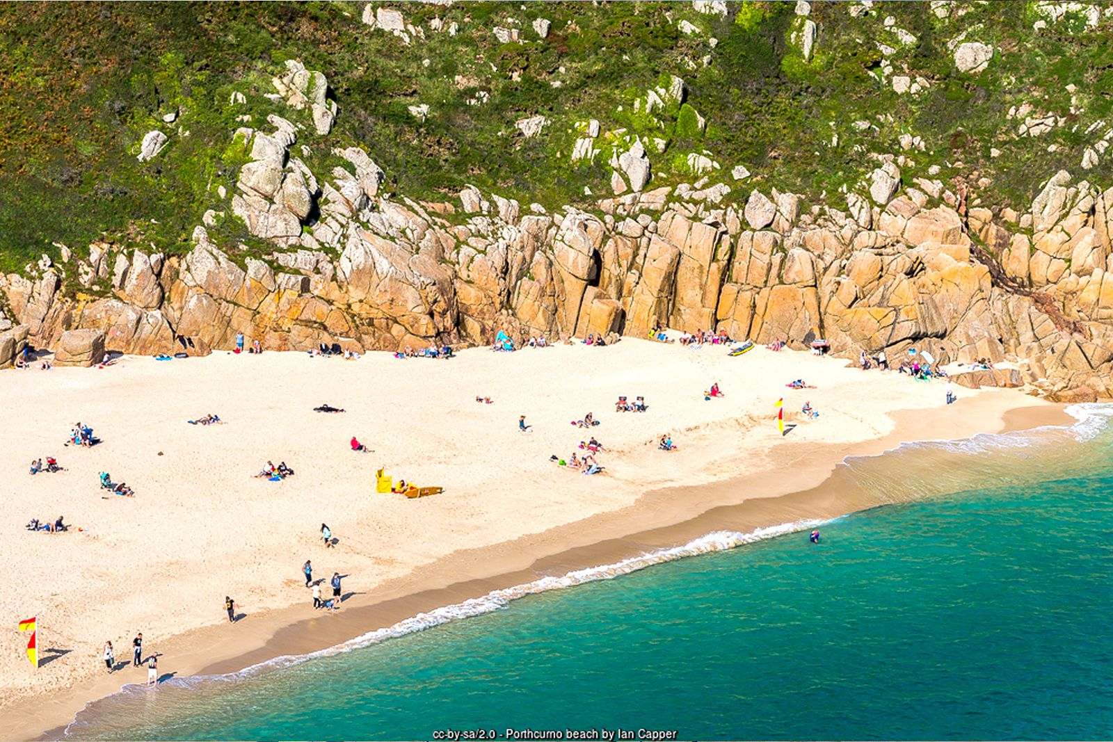 Porthcurno beach and turquoise sea